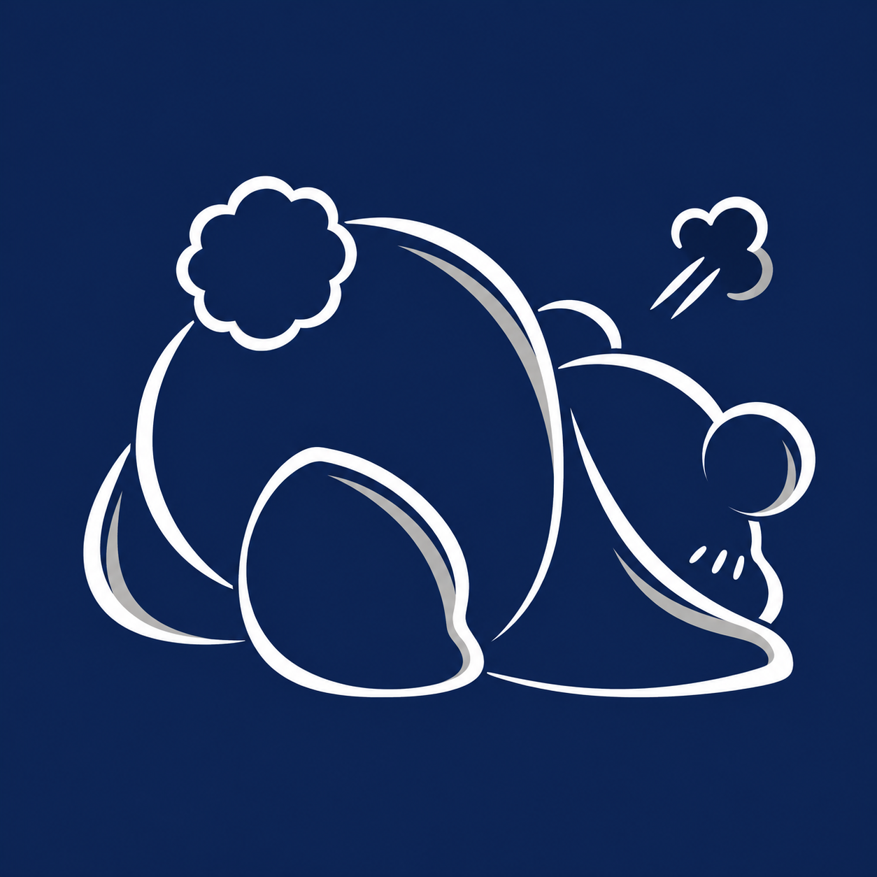 MOLIDUOCAI panda outlined in white and gray on deep navy.